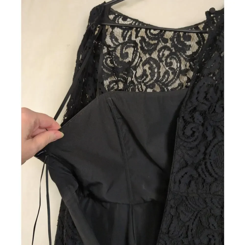J.Crew Selina black sheer lace maxi dress Size 6 Whimsigoth Coquette Romantic